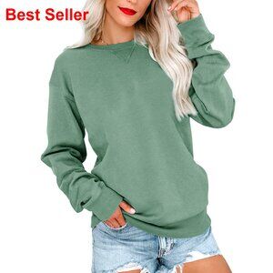 Long Sleeve Crew Neck Sweatshirt Relaxed Fit Pullover Casual Top